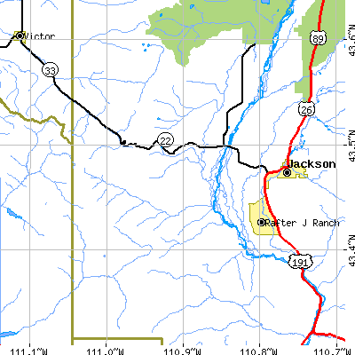 Zip code 83014 close-up map