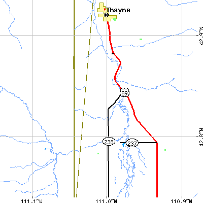 Zip code 83111 close-up map