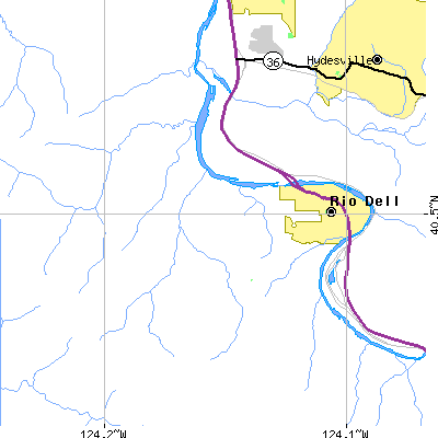 Zip code 95562 close-up map