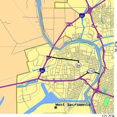 Zip code 95605 close-up map