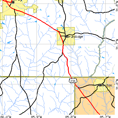 Zip code 36010 close-up map