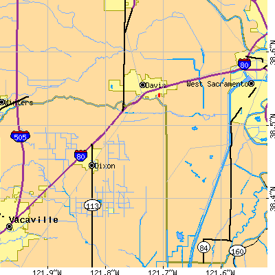Zip code 95616 close-up map