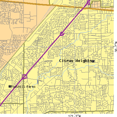 Zip code 95621 close-up map