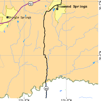 Zip code 95623 close-up map