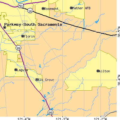 Zip code 95624 close-up map