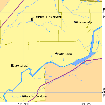 Zip code 95628 close-up map