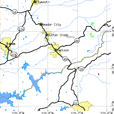 Zip code 95642 close-up map