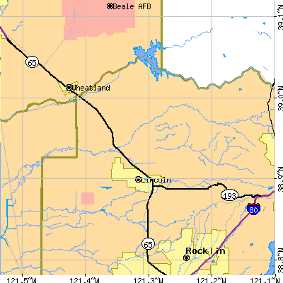 Zip code 95648 close-up map