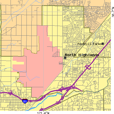 Zip code 95660 close-up map