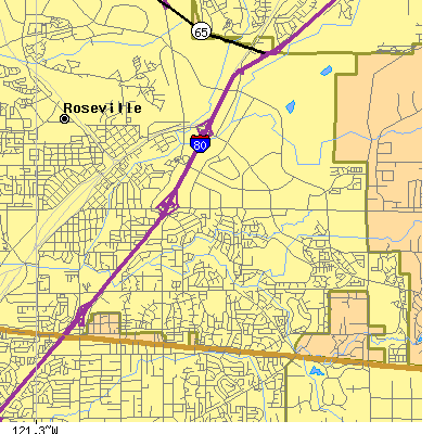 Zip code 95661 close-up map