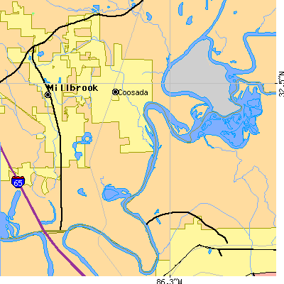 Zip code 36020 close-up map