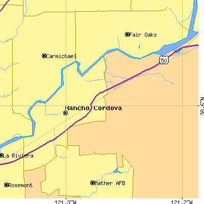 Zip code 95670 close-up map