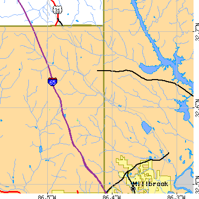 Zip code 36022 close-up map