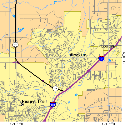 Zip code 95677 close-up map