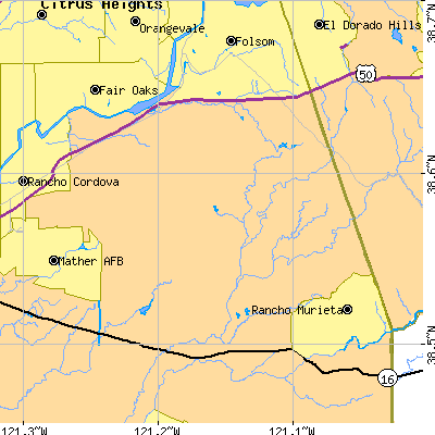 Zip code 95742 close-up map