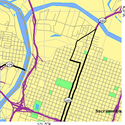 Zip code 95814 close-up map