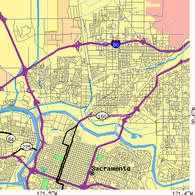 Zip code 95815 close-up map