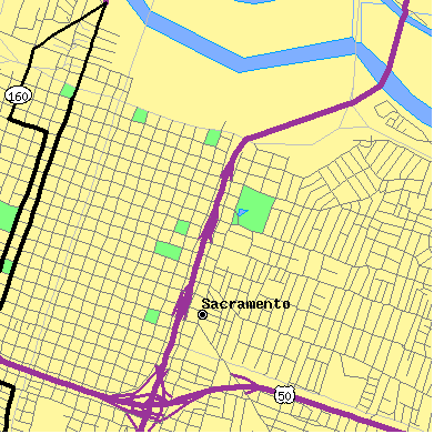 Zip code 95816 close-up map