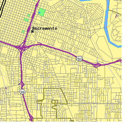 Zip code 95817 close-up map