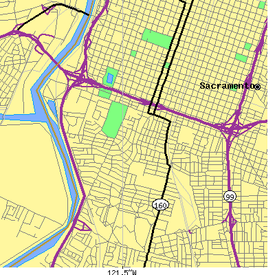 Zip code 95818 close-up map