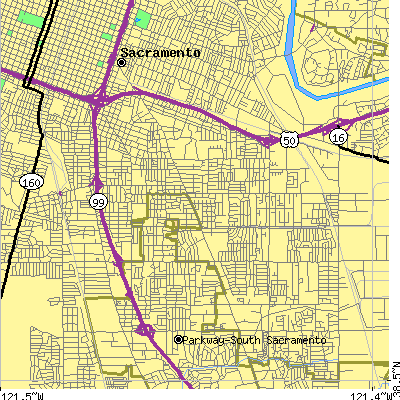 Zip code 95820 close-up map