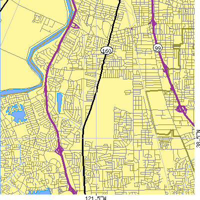 Zip code 95822 close-up map