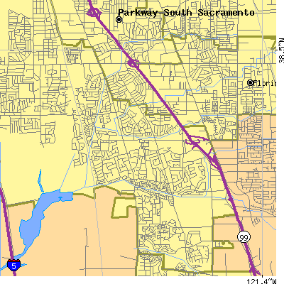 Zip code 95823 close-up map