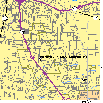 Zip code 95824 close-up map