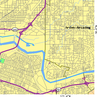 Zip code 95825 close-up map