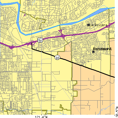 Zip code 95826 close-up map
