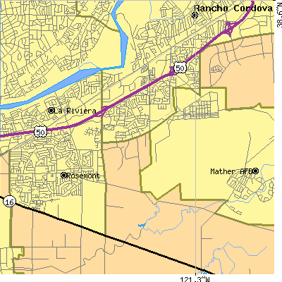 Zip code 95827 close-up map