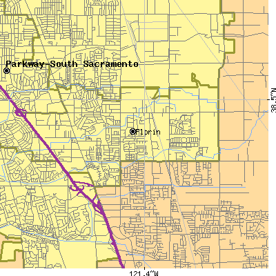 Zip code 95828 close-up map