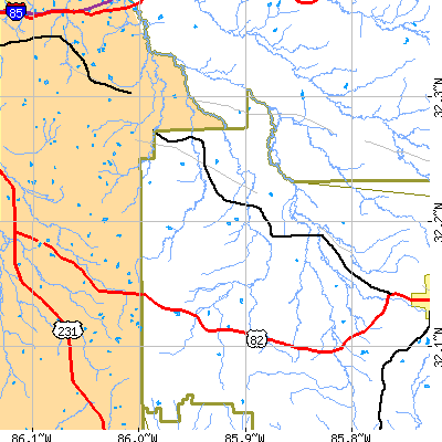 Zip code 36029 close-up map