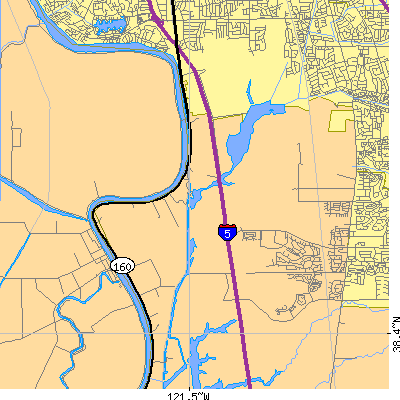 Zip code 95832 close-up map