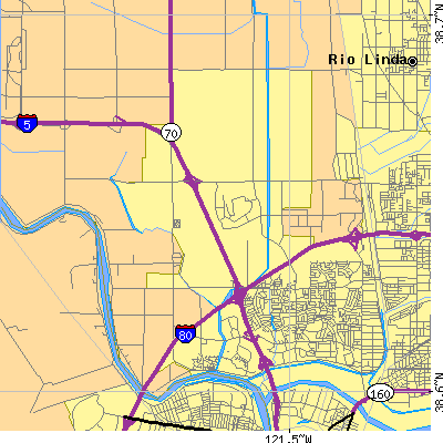 Zip code 95834 close-up map