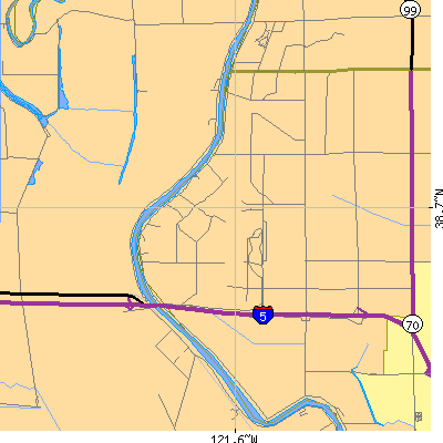 Zip code 95837 close-up map