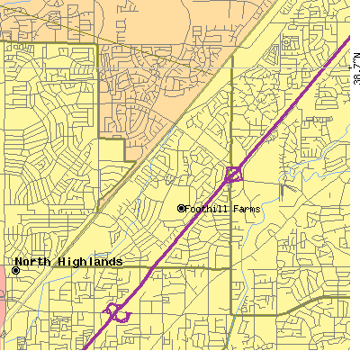 Zip code 95842 close-up map
