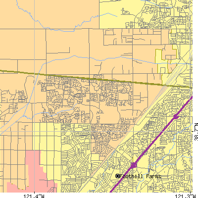 Zip code 95843 close-up map