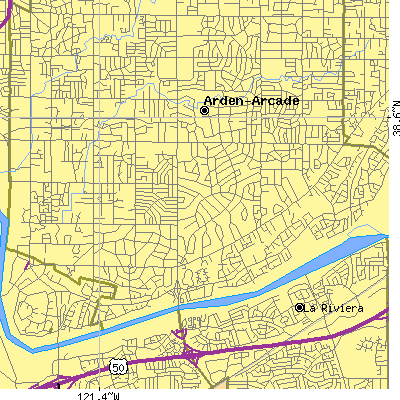 Zip code 95864 close-up map