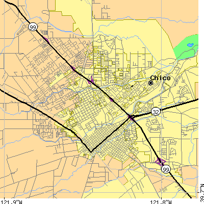 Zip code 95926 close-up map