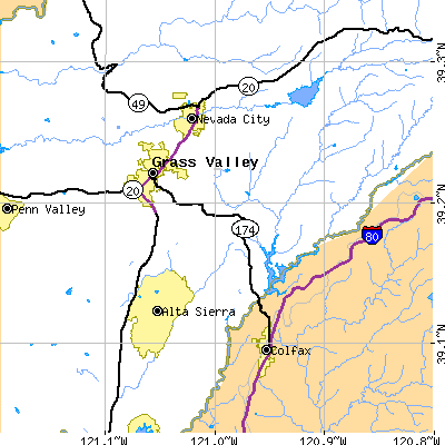 Zip code 95945 close-up map