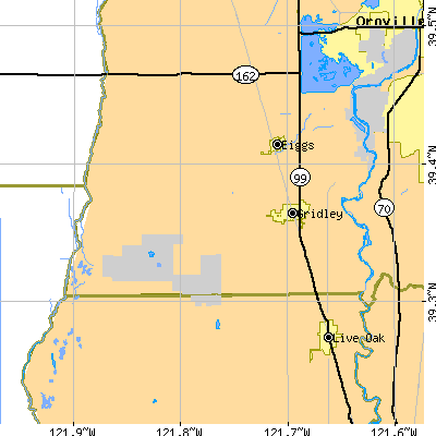Zip code 95948 close-up map