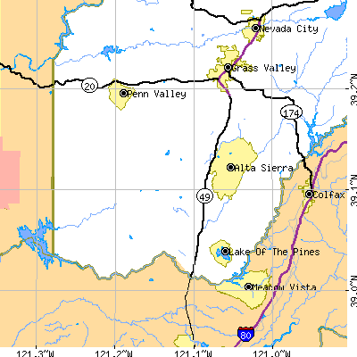 Zip code 95949 close-up map