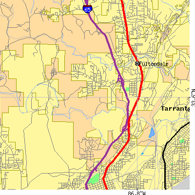 Zip code 35068 close-up map