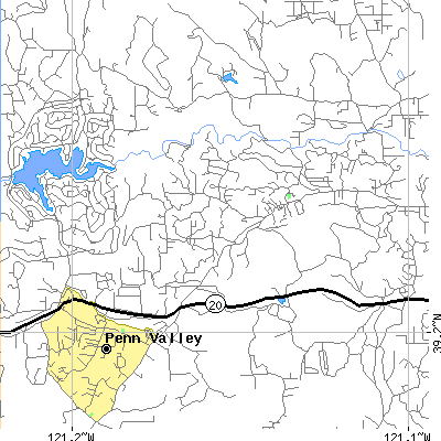 Zip code 95975 close-up map