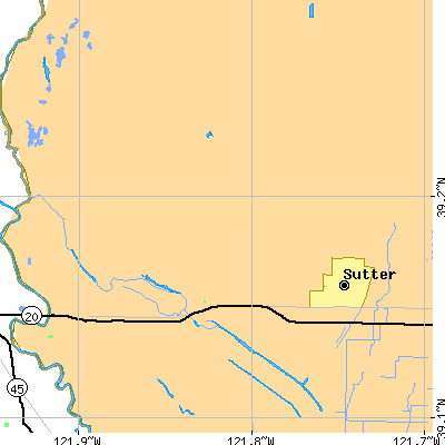 Zip code 95982 close-up map