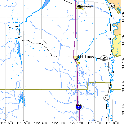 Zip code 95988 close-up map