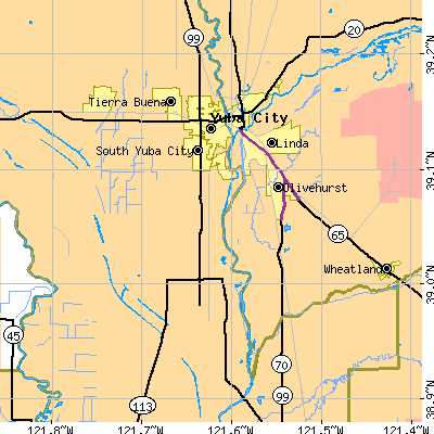 Zip code 95991 close-up map