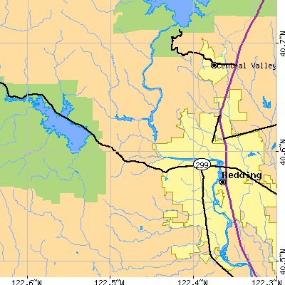 Zip code 96001 close-up map