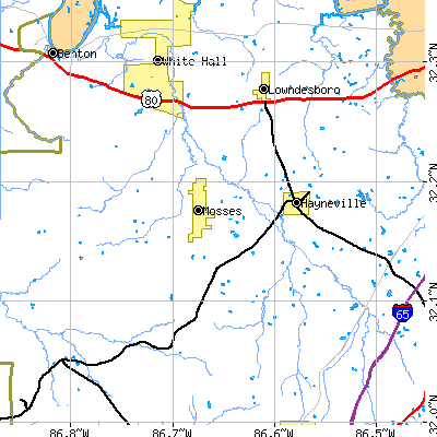 Zip code 36040 close-up map
